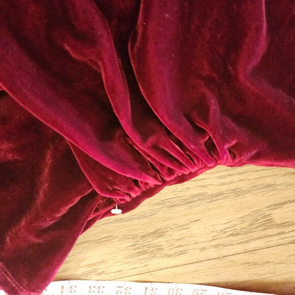 Bardot Sorella Velour Asymmetric Midi Dress NWOT Red Med tear at zipper - Picture 6 of 12